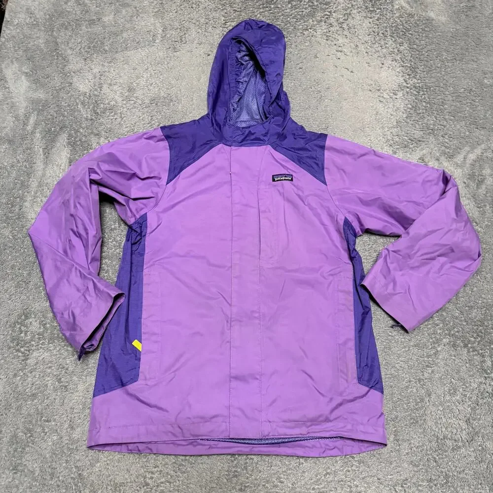 Patagonia Coat Kids Youth XL 14 Purple Shell Rain Coat Outdoor Hike